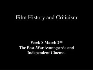 Film History and Criticism
