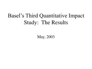Basel’s Third Quantitative Impact Study: The Results
