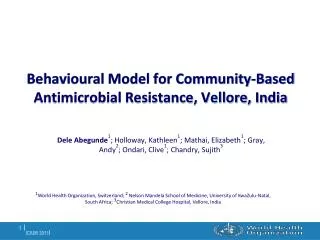 Behavioural Model for Community-Based Antimicrobial Resistance, Vellore, India