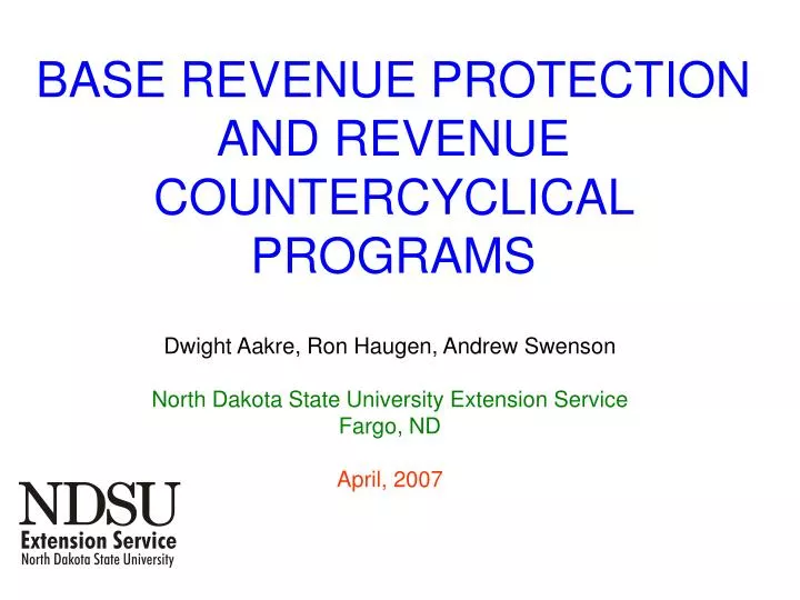 base revenue protection and revenue countercyclical programs