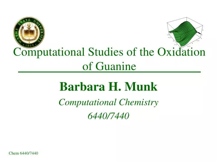 computational studies of the oxidation of guanine