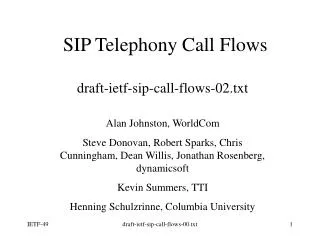 SIP Telephony Call Flows