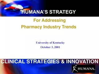 HUMANA’S STRATEGY For Addressing Pharmacy Industry Trends