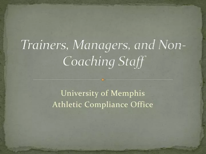 trainers managers and non coaching staff