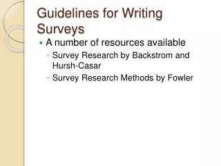 Guidelines for Writing Surveys