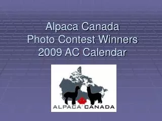 Alpaca Canada Photo Contest Winners 2009 AC Calendar