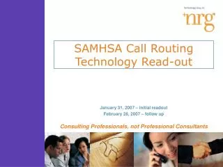 SAMHSA Call Routing Technology Read-out