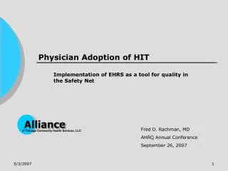 Physician Adoption of HIT