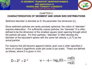 CHAPTER 2: CHARACTERIZATION OF SEDIMENT AND GRAIN SIZE DISTRIBUTIONS