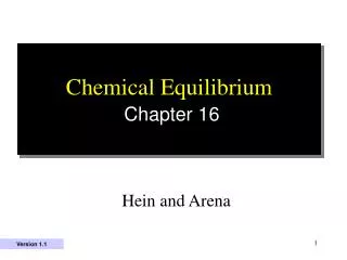 Chemical Equilibrium Chapter 16