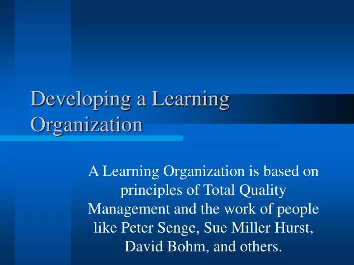 developing a learning organization