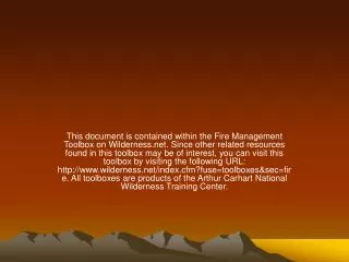 Wilderness Fire Resource Advisor Training