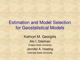 Estimation and Model Selection for Geostatistical Models