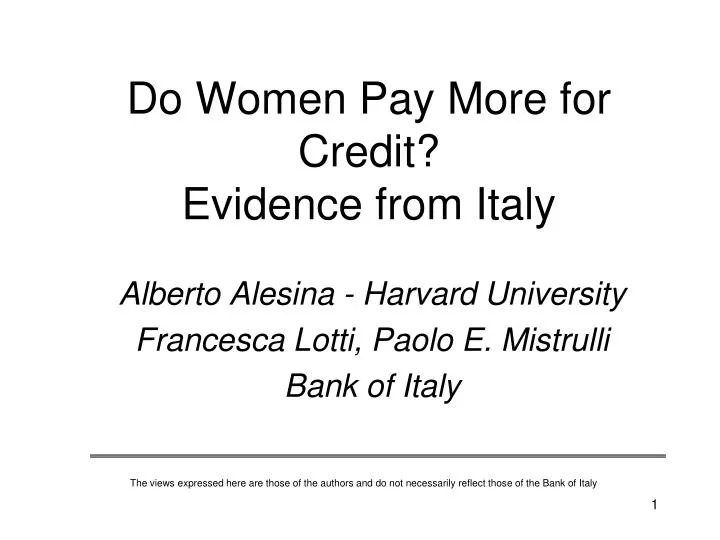 do women pay more for credit evidence from italy