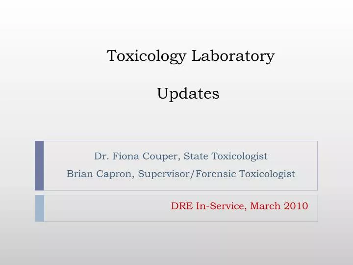 toxicology laboratory updates