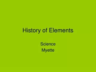 History of Elements