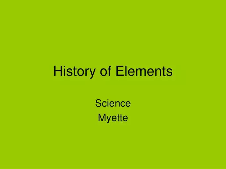 history of elements