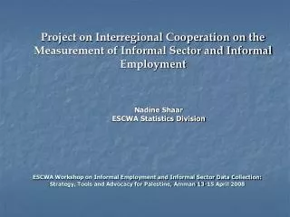 Project on Interregional Cooperation on the Measurement of Informal Sector and Informal Employment