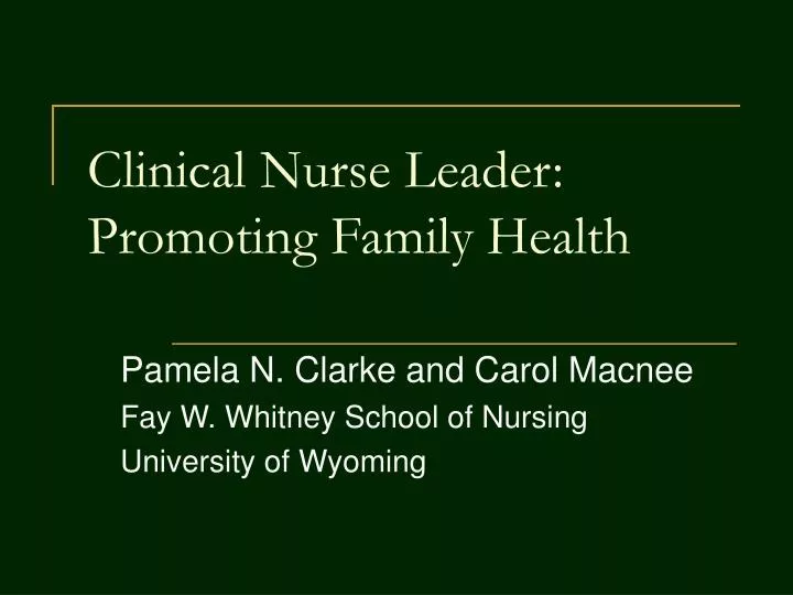 clinical nurse leader promoting family health