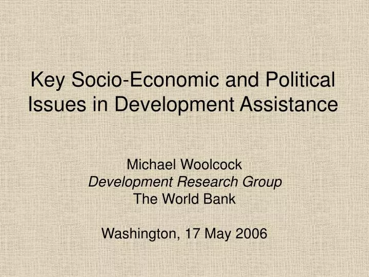 key socio economic and political issues in development assistance