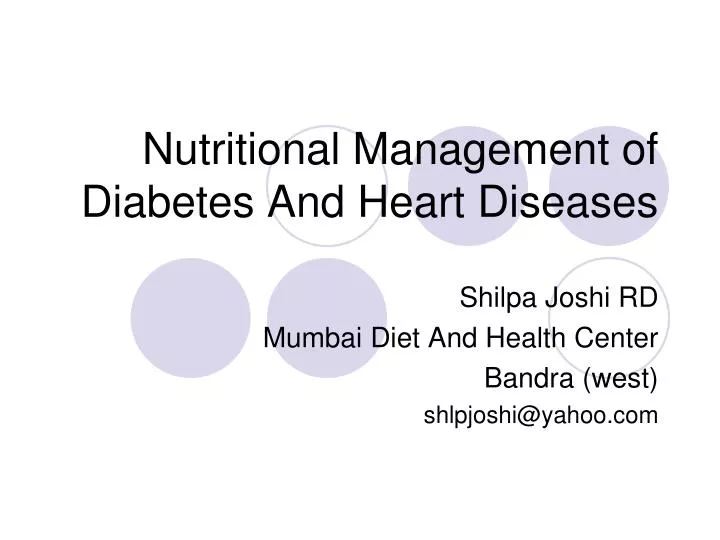 nutritional management of diabetes and heart diseases