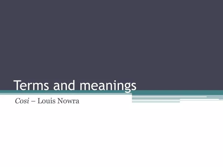 terms and meanings