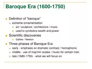 Baroque Era (1600-1750)