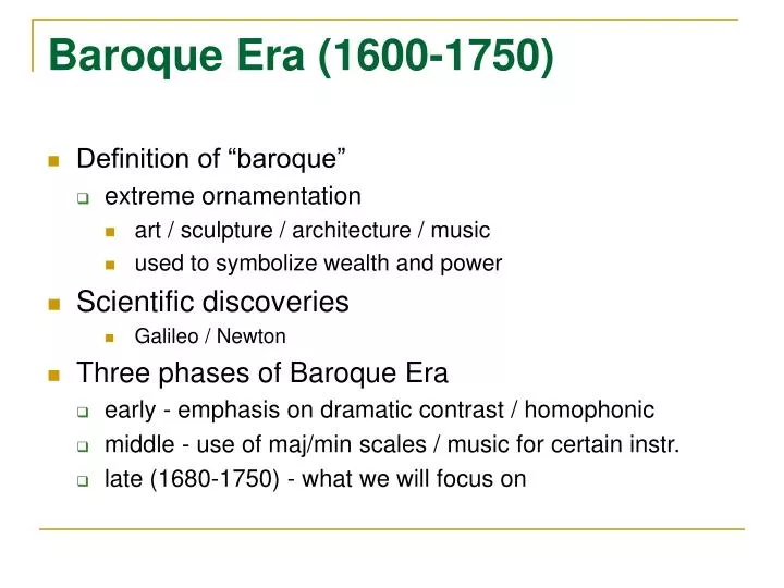 baroque era 1600 1750