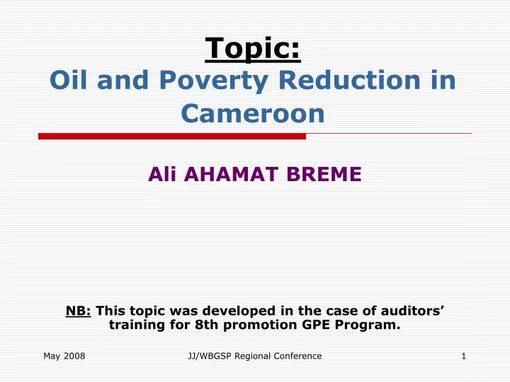 topic oil and poverty reduction in cameroon