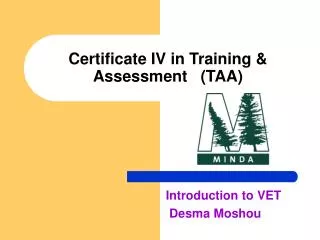 Certificate IV in Training &amp; Assessment (TAA)