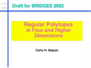 Draft for BRIDGES 2002