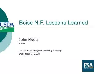 Boise N.F. Lessons Learned