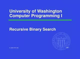 University of Washington Computer Programming I