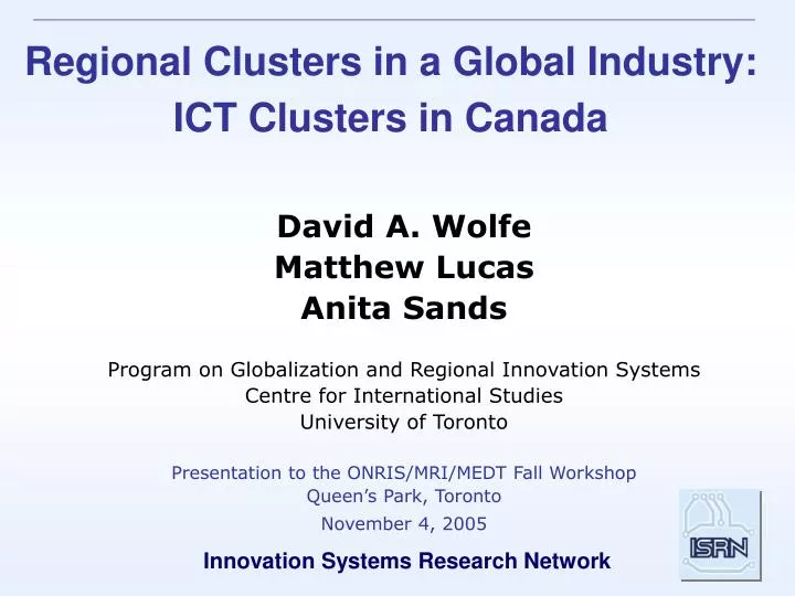 regional clusters in a global industry ict clusters in canada