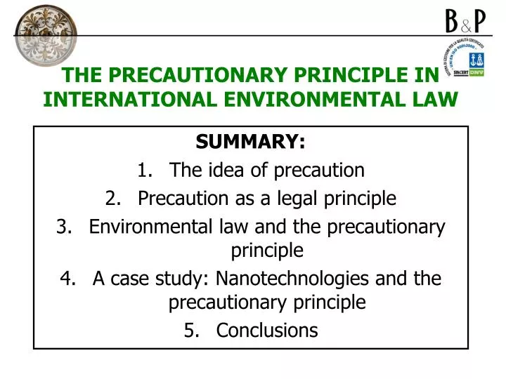 the precautionary principle in international environmental law