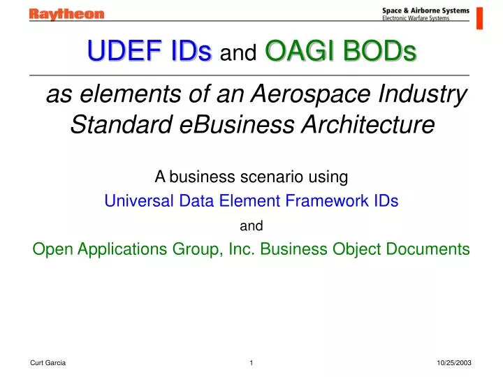 udef ids and oagi bods as elements of an aerospace industry standard ebusiness architecture