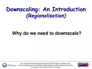 Downscaling: An Introduction (Regionalisation)