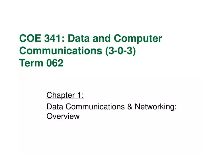 chapter 1 data communications networking overview