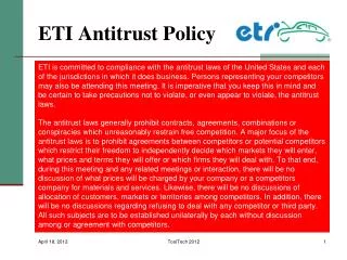 ETI Antitrust Policy