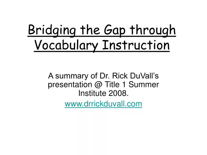 bridging the gap through vocabulary instruction