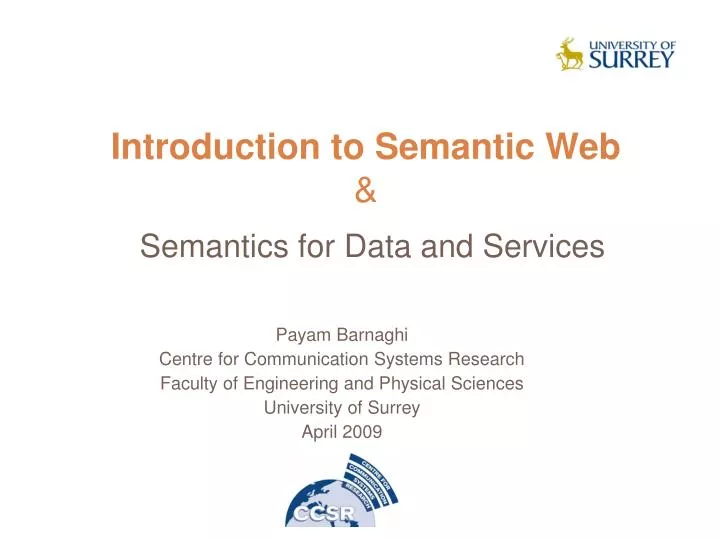 introduction to semantic web semantics for data and services