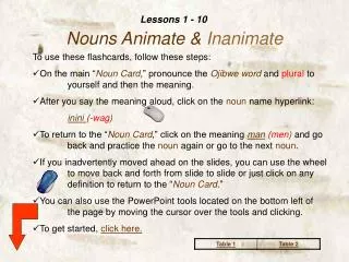 Nouns Animate &amp; Inanimate