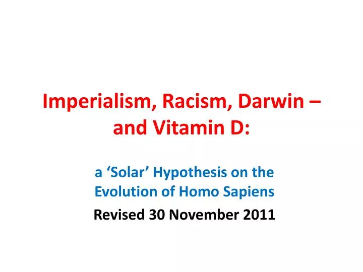 imperialism racism darwin and vitamin d