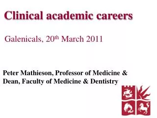 Clinical academic careers