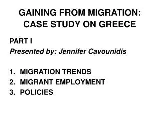 GAINING FROM MIGRATION: CASE STUDY ON GREECE
