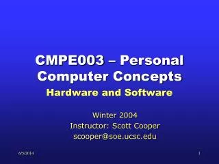 CMPE003 – Personal Computer Concepts