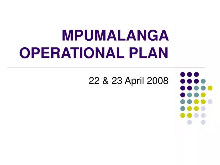 mpumalanga operational plan