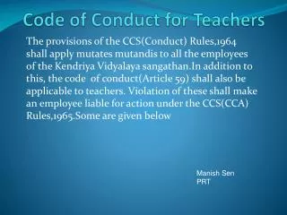 Code of Conduct for Teachers