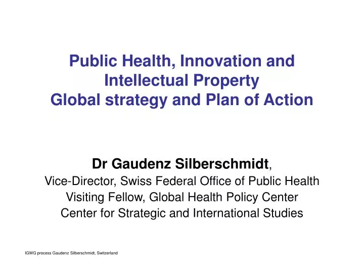 public health innovation and intellectual property global strategy and plan of action