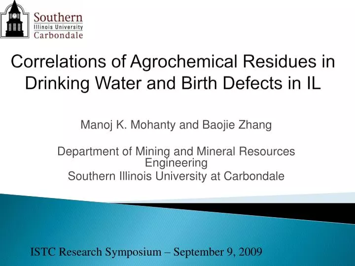 correlations of agrochemical residues in drinking water and birth defects in il
